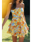 cheap Casual Floral Dresses-Women&#039;s Mini Dress Graduation Dress Floral Dress Print Dress Modern Outdoor Vacation Weekend Regular Fit Flower Sleeveless Spaghetti Strap Orange Summer