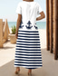 abordables Vestidos hawaianos-Mujer Vestido maxi Vestido estilo camiseta Vestido de verano Vestido de cambio Vacaciones Casual Estilo playero Fiesta Playa Ajuste regular Geométrico Raya Mar Manga Corta Cuello redondo Blanco Azul