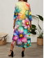 ieftine rochie florală-Pentru femei Rochii Midi Rochie de schimb Casual Vacanță Zilnic Potrivire Largă Floral Lungime Manșon 3/4 Stil Nautic Curcubeu Vară Primăvară
