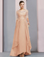 cheap Floor Length-Sheath Mother of the Bride Dress Wedding Guest Elegant Party Scoop Neck Asymmetrical Chiffon Lace Half Sleeve with Pleats 2025 free custom size