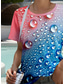 cheap Art&amp;Design tee-Women&#039;s T Shirt Ombre Graphic Color Gradient Stylish Casual Short Sleeve Round Neck Regular Tops Daily Weekend Print Blue Summer Spring