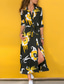 cheap Casual Floral Dresses-Women&#039;s Midi Dress Shirt Dress Boho Dress Fashion Modern Vacation Holiday Going out Regular Fit Flower Long Sleeve Shirt Collar Black Navy Blue Green Summer