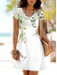 abordables Vestido Floral-Mujer Mini vestido Vestido estilo camiseta Vestido de una línea Vestido de verano Casual Diario Ajuste regular Floral Graphic Manga Corta Cuello redondo Rosa Azul Piscina Verde Trébol Verano Primavera
