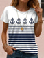 cheap Humor&amp;Quotes tee-Women&#039;s T Shirt Rose Floral Graphic Elegant Vintage Fashion Short Sleeve Round Neck Regular Tops Daily Going out Weekend Print White Navy Blue Blue Dusty Blue Light Blue Summer