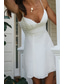 abordables Robes de Diplôme-Femmes Mini Robe Robe Blanche Robe de remise des diplômes Robe Nuisette Mode Moderne Extérieur Anniversaire Date Coupe régulière Uni Sans manches Bretelles spaghetti Blanche Bleu clair Été
