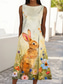 economico Abiti di Pasqua-vestito midi da donna pasquale vestito a trapezio casual vacanza vestibilità regolare floreale grafico animale senza maniche girocollo giallo