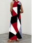 voordelige Strepen- en geometrische jurk-Dames Maxi Jurk A-Lijn Jurk Zomerjurk Vakantie Vakantie Loose Fit Grafisch Geometrisch Mouwloos V-Hals Rood Zomer