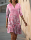 abordables Robe Fleurie-Robe Mini Femme Robe Chasuble Formelle Vacances Quotidiennes Ajustement Régulier Graphique Floral Manches 3/4 V Col Rose Bleu Violet Vert Été Printemps