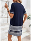 cheap Stripe&amp;Geometric Dress-Women&#039;s Mini Dress T Shirt Dress Tee Dress Shift Dress Formal Vacation Daily Regular Fit Graphic Geometric Tribal Short Sleeve Crew Neck Dark Blue Summer Spring