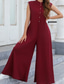 cheap Vacation Jumpsuit-Women&#039;s Normal Jumpsuit Streetwear Solid Color Sleeveless V Neck Buttons Street Going out Regular Fit Black White Light Green Summer
