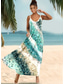 abordables Art &amp; Design Robes-Femme Robe mi-longue Robe Trapèze Robe à enfiler Vacances Décontractées du quotidien Standard A Ombre Abstrait Sans Manches Col V Vert Eté Printemps Automne