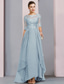 cheap Floor Length-Sheath Mother of the Bride Dress Wedding Guest Elegant Party Scoop Neck Asymmetrical Chiffon Lace Half Sleeve with Pleats 2025 free custom size