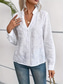 cheap Women&#039;s Plain Tops-Women&#039;s Shirt Solid Color Elegant Stylish Casual Long Sleeve V Neck Regular Tops Daily Embroidered White Summer Spring