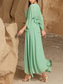 ieftine Sub $129,99-Rochie Verde Mama Miresei Elegantă Casuală Decolteu în V Lungime Pe Podea Chiffon Mâneci 3/4 cu Cristale
