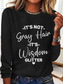 cheap Humor&amp;Quotes tee-Women&#039;s T Shirt Graphic Letter Casual Long Sleeve Crew Neck Regular Tops Daily Print Black White Pink Gray Spring Fall