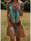 billiga Boho klänningar-Dam Mini klänning T shirtklänning A linjeklänning Semester Ledigt Boho Utekväll Standardpassform Grafisk Geometrisk Stam Kortärmad Rund halsringning Mörkbrun Ljusbrun Sommar Vår