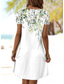 abordables Vestido Floral-Mujer Mini vestido Vestido estilo camiseta Vestido de una línea Vestido de verano Casual Diario Ajuste regular Floral Graphic Manga Corta Cuello redondo Rosa Azul Piscina Verde Trébol Verano Primavera