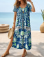 tanie Sukienki boho-Damskie Sukienka midi Sukienka letnia Sukienka A line Urlop Codzienny Boho Motylkowy Urlop Plaża Regularny Graficzny Geometryczny W Tureckie Wzory Krótki rękaw Wycięcie pod szyją Jasnoniebieski