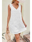 abordables Vestidos de Graduación-Mujer Mini vestido Vestido blanco Vestido de graduación Vestido de encaje Moda Exterior Vacaciones Noche Ajuste regular Plano Sin Mangas Escote en Pico Blanco Verano