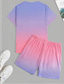cheap Men&#039;s Printed Tees sets-Men&#039;s Ombre Palm Tree 2pcs Tees sets Summer Tops Short Sleeve Short Pants Crew Neck beach vacation Sport Daily Going out 3D Print Summer White Blue Green
