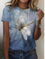 cheap Stripe&amp;Geometric tee-Women&#039;s T Shirt Striped Casual Short Sleeve Round Neck Regular Tops Daily Going out Weekend Print Blue Light Blue Summer