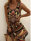 preiswerte Boho Kleider-Damen Minikleid Sommerkleid A Linie Kleid Schulterfreies Kleid Urlaub Lässig Boho Party Ausgehen Standard Passform Grafik Stammes Ärmellos U-Ausschnitt Dunkelbraun Schwarz Sommer