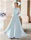 ieftine Salopetele mamei-Salopetă  Costum mamă a miresei Nuntă pe plajă Elegant Vintage Guler pentru bijuterii Lungime până la podea Chiffon Mâneci medii cu aplicații din pene și paiete 2025