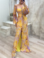 cheap Elegant Floral Dresses-Women&#039;s Long Dress Maxi Dress Party Dress Ruched Dress Fashion Party Evening Party Regular Fit Flower Long Sleeve V Neck Yellow Wine Blue Green Summer