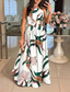 cheap Casual Floral Dresses-Women&#039;s Long Dress Maxi Dress Swing Dress Halter Neck Dress Print Dress Elegant Going out Summer Dress Regular Fit Floral Geometric Sleeveless Halter Neck White Orange Green Beige Summer