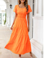 preiswerte Weiße Freizeitkleider-Damen kleid lang Weißes Kleid Sommerkleid Boho-Kleid Elegant Puffärmel Täglich Sommerkleid Lockere Passform Glatt Einfarbig Kurzarm Quadratischer Ausschnitt Schwarz Weiß Orange Sommer
