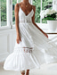 cheap White Casual Dresses-Women&#039;s Midi Dress Cotton Linen Dress Slip Dress Boho Dress Basic Classic Modern Vacation Holiday Going out Regular Fit Plain Sleeveless Spaghetti Strap White Summer