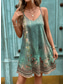 tanie Sukienka boho-Damskie Sukienka mini Sukienka A line Letnie sukienki Sukienka na ramiączkach Sukienka z odkrytymi ramionami Urlop Codzienny Urlop Codzienny Regularny Kwiaty Graficzny Bez rękawów W serek Zielony Lato