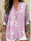 cheap Floral Tops-Women&#039;s Shirt Long Sleeve Tunic Tops Floral Graphic Vintage Tropical Hawaiian V Neck Regular Tops Daily Holiday Beach Wear Print Pink Navy Blue Blue Green Khaki Summer Spring