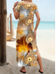 abordables Art &amp; Design Robe-Robe Maxi Femme Robe A Ligne Robe T-Shirt Robe Tee Vacances Décontractées Plage Régulière Imprimé Graphique Abstrait Manches Courtes Col Montant Jaune Été