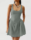 cheap Cocktail Dress-Women&#039;s Mini Dress Summer Dress Slip Dress Fashion Outdoor Daily Weekend Regular Fit Plain Sleeveless Square Neck Black Dark Green Light Purple Grey Summer