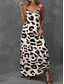 ieftine Artă și design rochii-Rochie Maximă pentru Femei Rochie de soare Rochie A Line Rochie Slip Vacanță Casual Zilnic Fit Regulatr Grafic Leopard Fără Mânecă Decolteu în V Maro Vară Primăvară