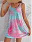 tanie Sukienki tie-dye i gradientowe-Damskie Sukienka mini Sukienka A line Sukienka z odkrytymi ramionami Urlop Codzienny Codzienny Luźna Graficzny Wzór tie-dye Bez rękawów Dekolt w kształcie litery U Rumiany róż Lato