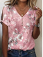 cheap Floral tee-Women&#039;s T Shirt Floral Graphic Stylish Casual Short Sleeve V Neck Regular Tops Daily Weekend Print Pink Summer Spring