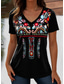 cheap Boho tee-Women&#039;s T Shirt Graphic Paisley Bohemia Stylish Casual Short Sleeve V Neck Regular Tops Daily Weekend Beach Wear Print White / Black Black Red Light Brown Purple Summer