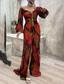 cheap Elegant Floral Dresses-Women&#039;s Long Dress Maxi Dress Party Dress Ruched Dress Fashion Party Evening Party Regular Fit Flower Long Sleeve V Neck Yellow Wine Blue Green Summer