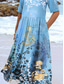 cheap Floral Dress-Women&#039;s Midi Dress Shift Dress Summer Dress Vacation Casual Vacation Daily Regular Fit Floral Graphic Short Sleeve Notched Neck Blue Summer