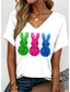 cheap Animals tee-Easter Women&#039;s T Shirt Graphic Animal Elegant Vintage Casual Short Sleeve V Neck Regular Tops Daily Weekend Vacation Wear Print White Summer