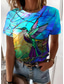 cheap Animals tee-Women&#039;s T shirt Round Neck Stained Glass Hummingbird Print Short Sleeve Fitted Top Artistic Vibrant Casual Summer Wear Comfortable Fashion Clothing Apparel