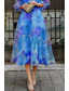 cheap Casual Floral Dresses-Women&#039;s Midi Dress Floral Dress Print Dress Fashion Classic Modern Puff Sleeve Vacation Going out Weekend Regular Fit Flower Long Sleeve Crew Neck Blue Rose Red Summer