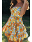 cheap Casual Floral Dresses-Women&#039;s Mini Dress Graduation Dress Floral Dress Print Dress Modern Outdoor Vacation Weekend Regular Fit Flower Sleeveless Spaghetti Strap Orange Summer