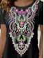 tanie T-shirt boho-Damskie Podkoszulek Graficzny Zabytkowe Codzienny Krótki rękaw Okrągły dekolt Zwykłe topy Codzienny Nadruk Czarny Lato Wiosna