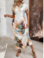 levne Květinové šaty-Dámské maxi šaty sundress A-line šaty dovolená casual dovolená každodenní nošení pravidelný střih květinová grafika krátký rukáv v-krk béžová léto
