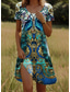 economico Abiti Boho-Abito Mini Femminile A Line Abito T Shirt Abito Tee Abito Estivo Vacanza Boho Spiaggia Vacanza Casual Regolare Fit Geometrico Paisley Maniche Corte Collo a Girocollo Zaffiro Estate