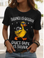 cheap Humor&amp;Quotes tee-Women&#039;s T Shirt Graphic Animal Letter Stylish Casual Short Sleeve Round Neck Regular Tops Daily Weekend Print Black White Pink Blue Sky Blue Summer Spring Duck