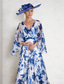 abordables Largo del piso-Vestido A-Line floral rosa para madre de la novia elegante vintage escote en V longitud de suelo chiffon manga corta con volantes vestido de invitada de boda